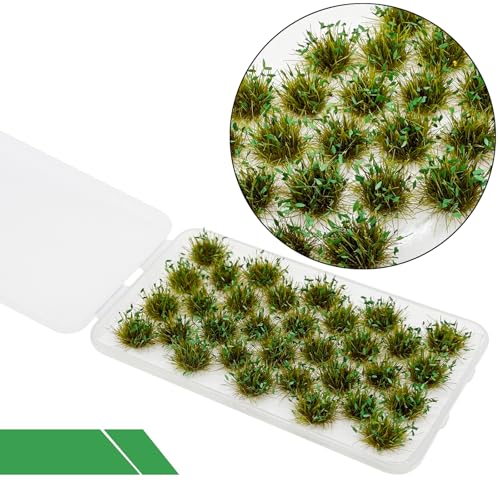 Cayway Miniature Grass Cluster, Static Grass Tuft Model Vegetation Groups for DIY Model Train Landscape Railroad Scenery Grass Tufts Flower (Yellow and Green) - color: Yellow and Green