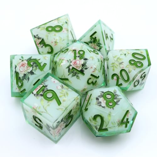 XENOLUX Polyhedral Resin DND Dice Set Botanical Vines Sharp Edge RPG Dice for Dungeons and Dragons Tabletop Board Games (L7) - color: L7