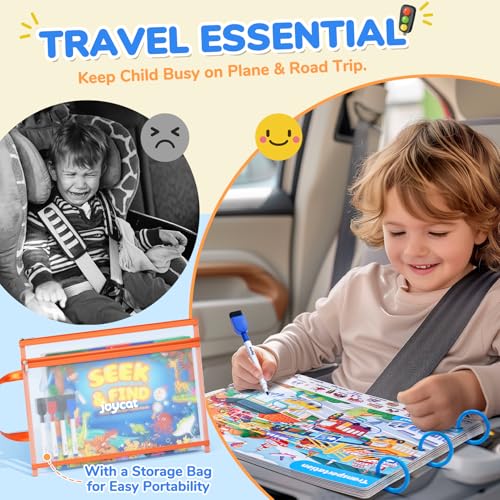 JoyCat Seek & Find Game Books - Preschool Learning Activity for 3-8 | Toddlers & Kids, Travel Activities Toys for Road Trip Car Airplane, Busy Book, Birthday Gifts for Girls and Boys Ages 4-8 - style: 2. Seek & Find
