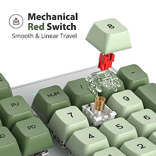 Fogruaden Mechanical Keyboard, Green Matcha, Wired USB 104 Key RGB Backlit Gaming Keyboard with Number Pad, Red Switches, NKRO for Windows Laptop PC Gamer - color: 104 Matcha/Red Switch
