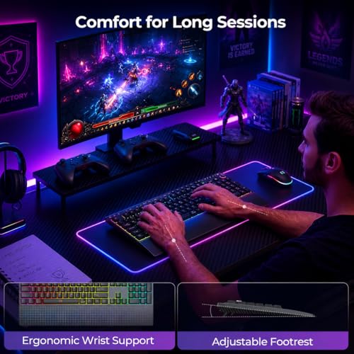 seenda Wireless Gaming Keyboard and Mouse, RGB Backlit & Web Customizable | Multi-Device Connection, Programmable, Full Size Rechargeable Keyboard with Wrist Rest & 7200 DPI Mouse for PC/Mac/Laptop