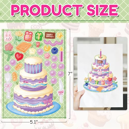 48 Sheets Birthday Stickers for Kids Toddlers, Make Your Own Cake Stickers, Happy Birthday Party Activities Favors Goodie Bag Filler for Kids Classroom - style: Cake 48 Sheets