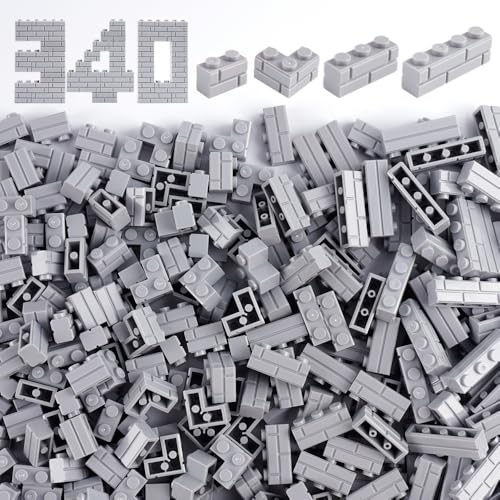 Classic Wall Bricks Bulk Accessories: 340 PCS Masonry Profile Building Block Parts and Pieces Sets(Light Gray) - color: Light Gray