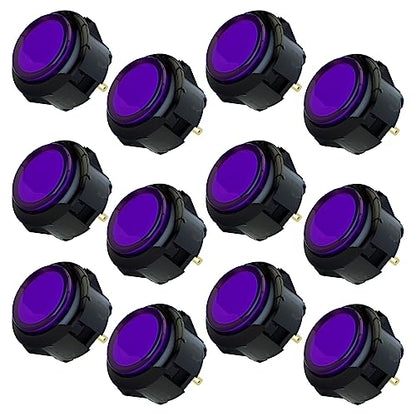 QANBA Gravity Ks Mechanical Arcade Buttons 24mm Snap-in Mechanical Pushbutton (Boxed (24mm Clear Black Violet E08(12 pcs) - color: 24mm Clear Black Violet E08(12 pcs）