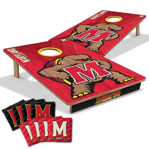 YouTheFan NCAA 2’ x 3’ Wood Cornhole Game with Logo Bags - color: Maryland Terrapins