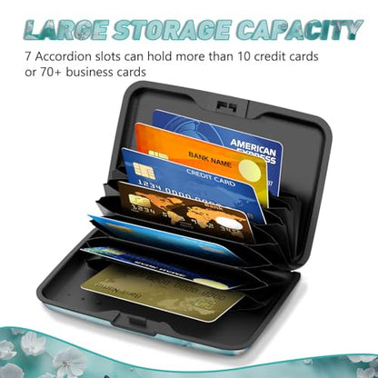 Credit Card Holder, Mini RFID Small Aluminum Card Wallet Business Card Case | Blocking Slim Metal RFID Blocking Front Pocket Wallet Hard Case Durable CC Holder for Women Girls, Green Teal Butterfly - color: Green Teal Butterfly