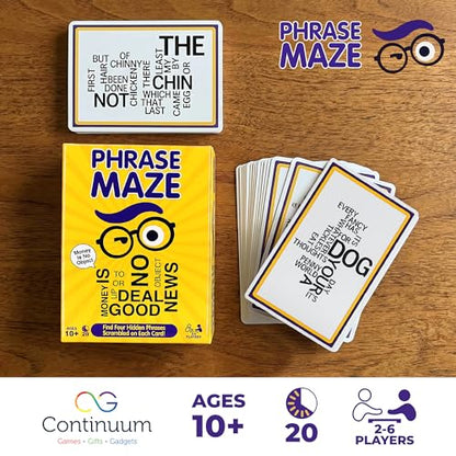 Phrase Maze Word Puzzle Party Card Game for Teens and Families Ages 10+ Hidden Phrase Pattern Recognition Brain Teaser for 2-6 Players - Adult Games
