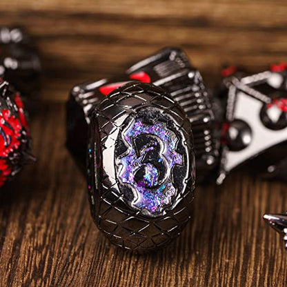 UDIXI Metal DND Dice Set 7PCS D&D Polyhedral Dice Set for Tabletop Games | Metal Gift Box, DM Gift, for Dungeons and Dragons Games Tabletop Games - color: Dg-black With Red Number