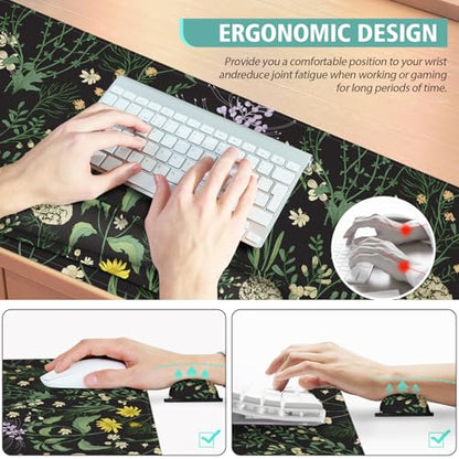 Desk Mat, Mouse Pad with Wrist Rest,4-in-1 Large Mouse Pads for Desk,Computer Ergonomic Mousepad with Wrist Support for Keyboard and Mouse(Grass) - color: Grass