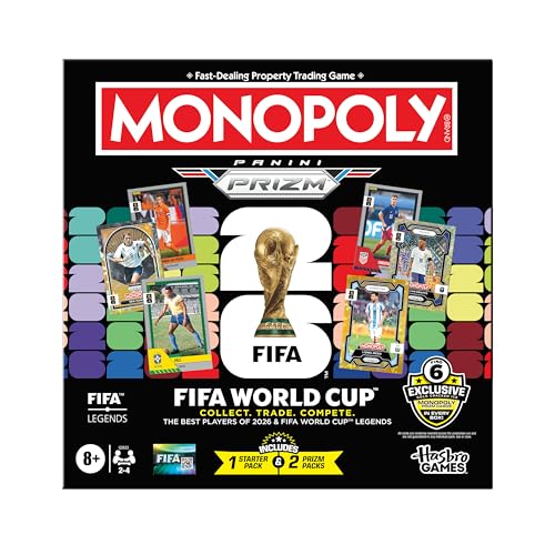 Monopoly Panini Prizm: FIFA World Cup Game I Soccer Board Game with Monopoly Panini Prizm FIFA World Cup 2026 Trading Cards I Ages 8+ - style: Monopoly Panini Board Game
