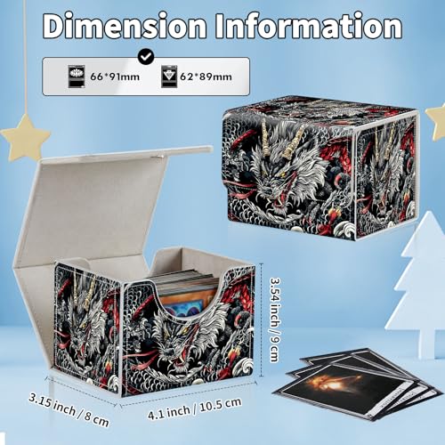 for MTG Commander Deck Box,Card Deck Box for Trading Yugioh MTG,Fits 100 Double Sleeved Cards,PU Leather Strong Magnet Case for Magic Commander TCG CCG,Black Cool Dragon - color: Black Cool Dragon