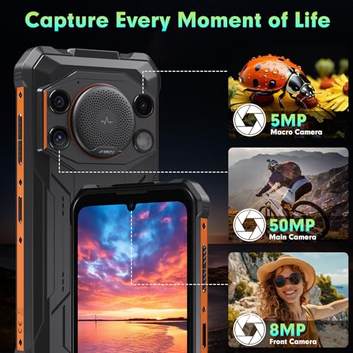FOSSIBOT F110L Android 15 Rugged Smartphone, 12GB+128GB /2TB Rugged Call Phone, 10000mAh Unlocked Phone 128dB Loud Volume 6.745" 50MP Camera Waterproof Smartphone 4G Dual SIM/Camping Light (Gray) - color: Gray