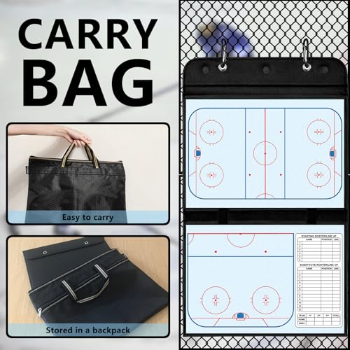 Magnetic Hockey Coaching Board – Portable Dry Erase Whiteboard with Fence Clip, Magnets & Carry Bag, Foldable Tactical Board for Ice Hockey Coaches & Players, Ideal Coach Gift - style: Hockey