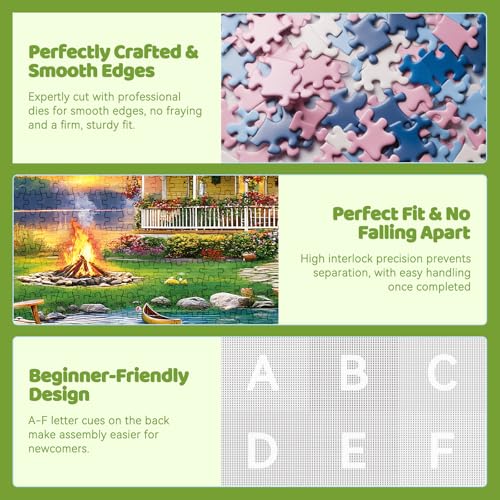 300 Piece Puzzle for Adults, Large Piece Elderly Jigsaw Puzzle, Lakeside Villa with Cat and Garden, Family Kids and Adults Fun Gift, 20.5x15 in - color: Lakeside Villa