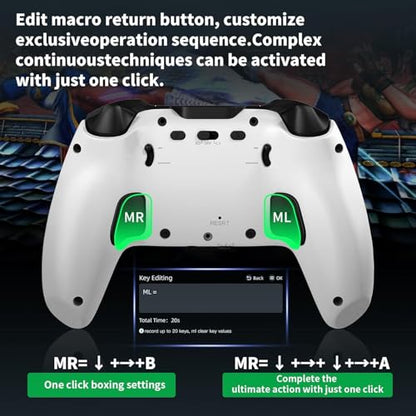 NBCP Wireless PC Controller with Interactive Screen - Gaming Controller with Hall Joysticks & Triggers - 1000Hz Polling Rate & 2 Programmable Buttons, Gyroscope Calibration & Drift Repair Function, Motion Control, Compatible with PC/Switch/ iOS/Android