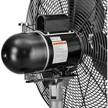 Continental Dynamics 24" Diameter Premium Wall Mount Fan, 9400 CFM, 120V | Totally Enclosed Air Over Motor, 2 Speed, 1/2 HP, Black, Indoor Industrial Fan