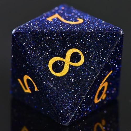 BlueSand Stone DND Dice Set with an Iron Box for DND COC Role Playing dice Games and Board Games Gift (BLUESAND Stone) - color: Bluesand Gem