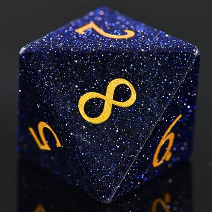 BlueSand Stone DND Dice Set with an Iron Box for DND COC Role Playing dice Games and Board Games Gift (BLUESAND Stone) - color: Bluesand Gem