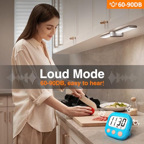 2 Pack Kitchen Timers Loud Ring Digital Timers for Cooking Magnetic Blue - color: Blue