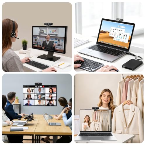 1080p Webcam for pc with Microphone, Auto Focus, with Privacy Cover | Plug & Play USB Computer Camera for Desktop Streaming Gaming Online Meeting With a tripod 360 ° Rotatable