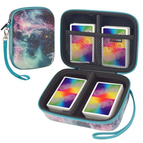 Cards Holder Case for PM TCG Cards/ for SKYJO/ for Five Crowns/ for UNO | Removable Divider, for 400 Cards, Organized Storage, Protects Your Beloved Rare Cards from Scratches or Dir, Box Only, Galaxy - color: Green