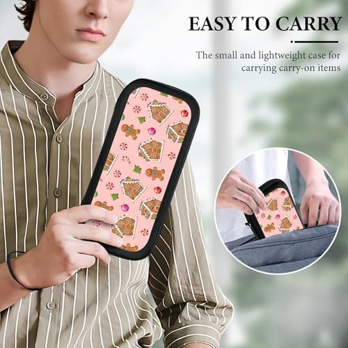 PPIKTC Carrying Case for Switch, Pink Christmas Gingerbread Protective Travel Storage Bag, Hard Shell Game Holder Organizer with 15 Game Cartridges - color: Design (212)