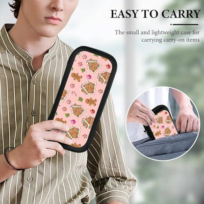 PPIKTC Carrying Case for Switch, Pink Christmas Gingerbread Protective Travel Storage Bag, Hard Shell Game Holder Organizer with 15 Game Cartridges - color: Design (212)