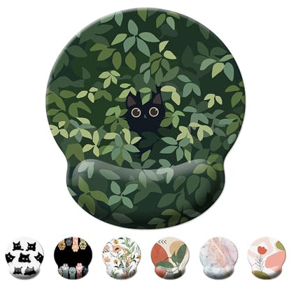 Mouse Pad Wrist Support,Ergonomic Mouse Pad with Wrist Rest,Comfortable Mousepad with Smooth Wrist Rest,Pain Relief Mouse Pads for Non-Slip Base,Computer,Laptop,Office & Home(Cat in The Meadow) - color: Cat in the Meadow