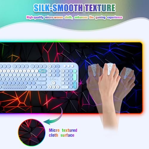 RGB Mousepad Led Mouse Pad Desk Mat I 31.5 x 11.8 Inch Large Mouse Pad I XL Oversized Big Mouse mat 14 Led Light Modes I Anti-Slip Rubber Base Waterproof Keyboard Pad for PC Gaming I Vibrant Neon - color: Vibrant Neon
