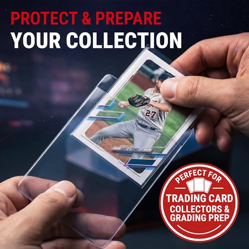 Ultra Pro Semi Rigid Card Holder 1/2" Lip – Clear PVC Sleeves for Trading Cards – Fits 2.5" x 3.5" up to 35pt – Card Grading Sleeves for Storage, Shipping, TCG & Collector Protection – 200 Pack - size: 2.5" x 3.5"