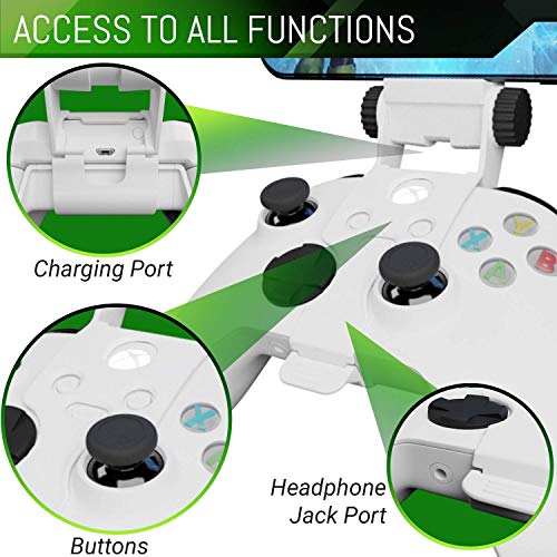 Orzly Xbox Series X Controller Mobile Gaming Clip, Xbox Controller Phone Mount Adjustable Phone Holder Clamp Compatible with Xbox Series X|S, Xbox One, Xbox One S, Xbox One X-Robot White - color: Robot White