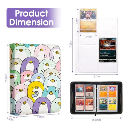 4-Pocket Card Binder with 50 Removable Pages, Holds 400 Cards | Fits trading, sports, gaming and collectible cards. Great for boys and girls to organize and protect collections(Penguin) - color: Penguin