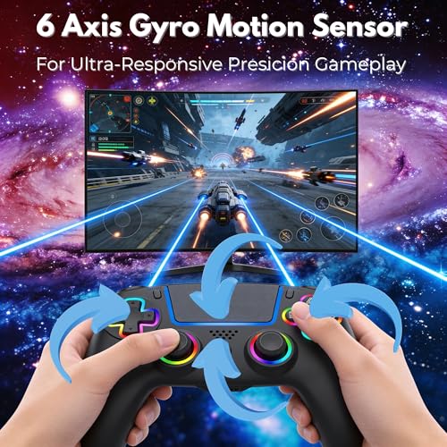 NEVORK Wireless Controller for PS5 Console and PC, Hall Effect Joysticks and Hall Triggers, RGB LED Gaming Controller 7 Colors, Programmable Back Buttons M1 M2, Turbo Rapid Fire, Dual Vibration, 6 Axis Motion, 3.5mm Audio Jack, Black
