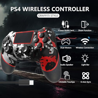 SZYUYU Wireless Controller for Ps4 Romote Compatible with Ps4/Slim/Pro/Windows PC, Controller for Ps4 with 3.5mm Audio Jack, Touch Pad,Six Axis Motion Control, Charging Cable (FLAME WHITE) - color: FLAME WHITE