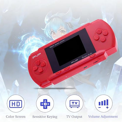 Red Handheld Game Console, 74 Built-in 8-Bit Games | Portable game player with 74 retro games, 2.4" Screen, USB rechargeable battery, fun gift for kids and families - color: Red