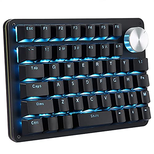 Koolertron One Handed Mechanical Gaming Keyboard with 24 Macro Keys, 45-Key Fully Programmable Mini Keypad, Blue Backlit/Red Switches for Windows PC Gamers - style: 45 Keyboard /Red Switch