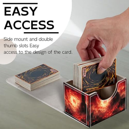 Trading Card Storage Box, Holds 100+ for MTG Cards, PU Leather with Magnetic Closure, Burning Hell Castle Fantasy Landscape Durable Deck Box for Magic the Gathering, Trading Card Games - color: Burning Hell Castle Fantasy Landscape