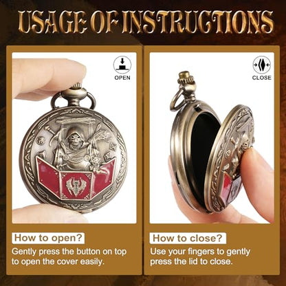 Kabinka D&D Dice Set with Pocket Watch Shell, 7-Piece Polyhedral Set, Perfect for Dungeons and Dragons, Role Playing Dice Accessory (DM, Bronze) - color: Bronze, style: DM