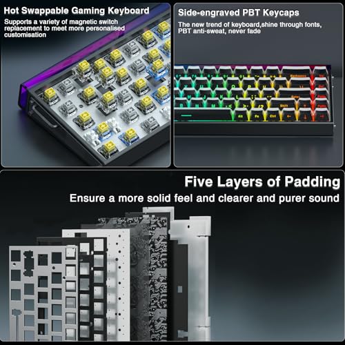 AULA Hero 68 HE 60% Gaming Keyboard Wired, Hall Effect Magnetic Switch Keyboard with 8K Hz Polling Rate, Side Printed PBT Keycaps, RGB Backlit Light Box, Customizable Web Software for PC/Mac Gamers - color: Black