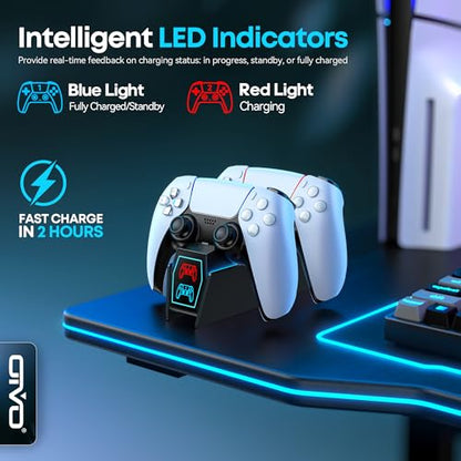P5 Controller Charger with Fast Charging AC Adapter, PS5 Controller Charging Station Stand for PlayStation 5, Docking Station Replacement for PS 5 Accessories Kits, Black - color: Whole Black