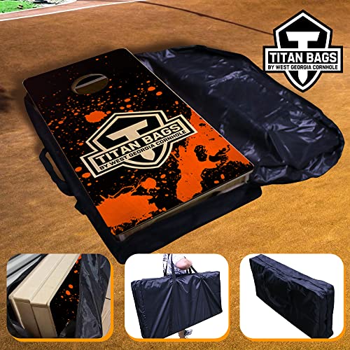 Titan Bags Heavy Duty Black Cornhole Carrying Case & Board Storage Bag | Durable Weatherproof Cover Fits Two 2x4 Regulation Boards w/ Zipper Closure & 2" Nylon Straps - Outdoor Tossing Accessories