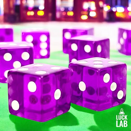 Luck Lab 10 Piece 19 mm Dice Pack - Acrylic and Translucent D6 Dice, Square w/Rounded Edge for Casino, Craps, RPG MTG DND Dice Table Games and Board Games (Purple) - color: Purple