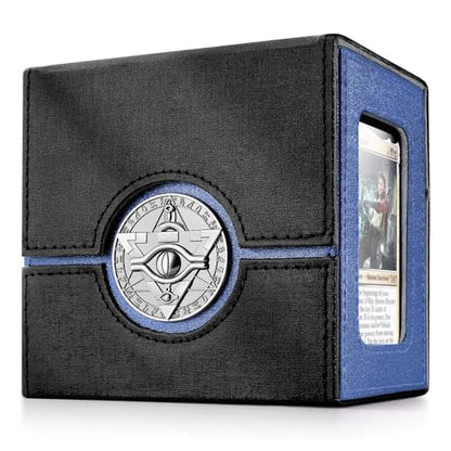 Kabinka Commander Deck Box for MTG with Dice Tray, Yugioh Deck Box | Holds 100 Double-Sleeved Cards, for TCG/PTCG, Patented Design, with 35PT Magnetic Card Holder (Black& Blue, Puzzle) - color: E-Black& Blue, Puzzle