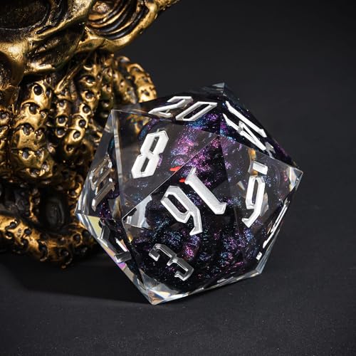 Cusdie Large D20 DND Dice 55mm with Sharp Edges, D&D 20 Sided Dice, Handmade Giant D20 for RPG, Table Games(Purple Black Octopus) - color: Purple Black Octopus