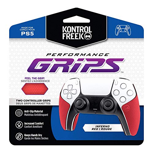 KontrolFreek Performance Grips for PlayStation 5 (PS5) Controller (Inferno Red) - color: Inferno Red