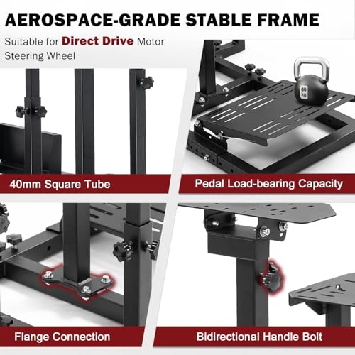 Supllueer Racing Flight Simulator Cockpit Adjustable Fit for Thrustmaster Hotas Warthog T300,for Logitech X52PRO G923,for Fanatec Racing Wheel Stand Without Seat Wheel Pedal Throttle Joystick Keyboard