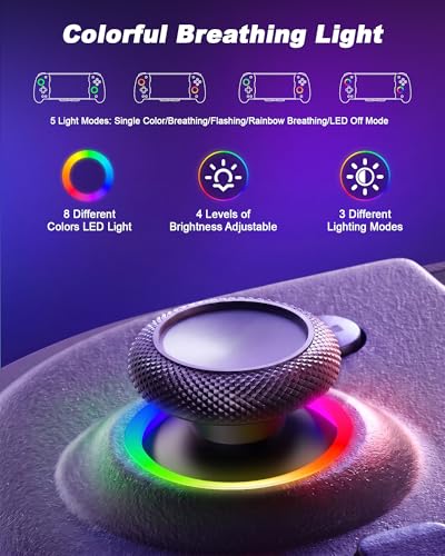 Puiseno Wireless Controllers for Switch, Compatible with Nintendo Switch/Switch OLED, One-Piece Handheld Controller Replacement for Switch Pro Controller with 6-Axis Gyro/Hall Effect Joysticks/8 Lights Color/Turbo/Macro/Dual Vibration/1000mAh Battery/4 Ga