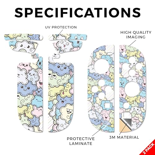 Glossy Glitter Gaming Skin Compatible with Nintendo Switch 2 Joy-Con Controller 2 Pack - Cloud Pals - Premium 3M Vinyl Protective Wrap Decal Cover - Easy to Apply | Crafted in The USA by MightySkins - color: Cloud Pals, size: 2 Pack of Joy-Con Skins, styl