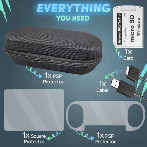 Skywin 4 in 1 Kit for PS Vita 2000 Slim, PS Vita Case - 1 Pack | Case with Front & Back Protector, Adapter Charger Cable & Micro SD Card - size: 4-in-1 Kit