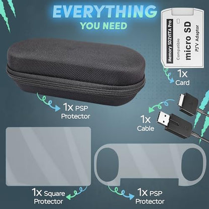 Skywin 4 in 1 Kit for PS Vita 2000 Slim, PS Vita Case - 1 Pack | Case with Front & Back Protector, Adapter Charger Cable & Micro SD Card - size: 4-in-1 Kit